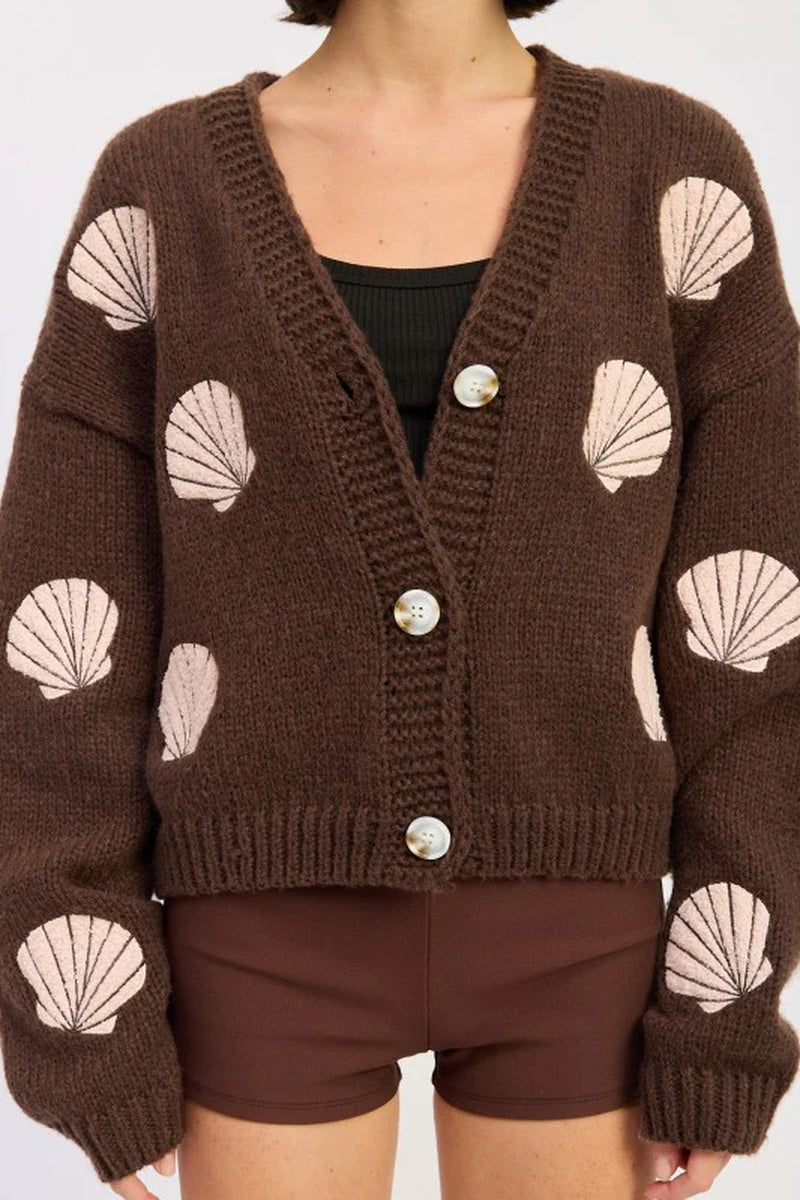 V-Neck Appliqué Cardigan