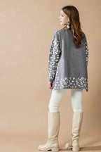 Plus Oversize Mockneck Leopard Print Sweater Tunic