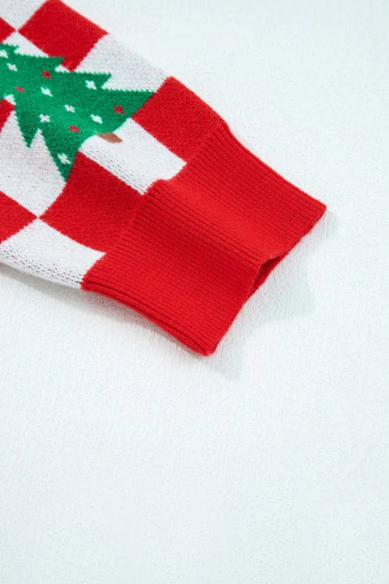 Checker Tree V-Neck Cardigan