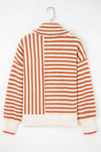 Stripe Cowl Neck Drop Shoulder Sweater