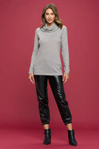 Extra Soft Brushed Knit Turtleneck Tunic Top