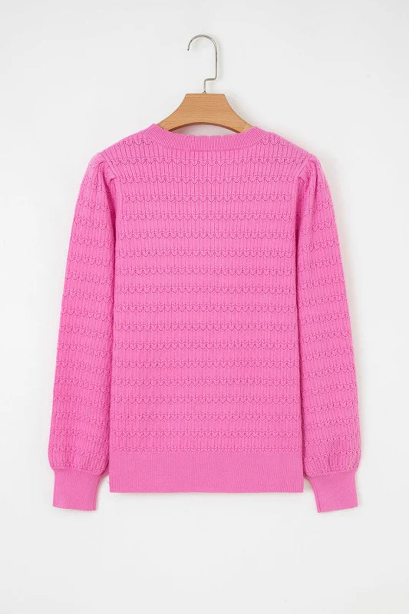 Solid Ribbed Crewneck Sweater