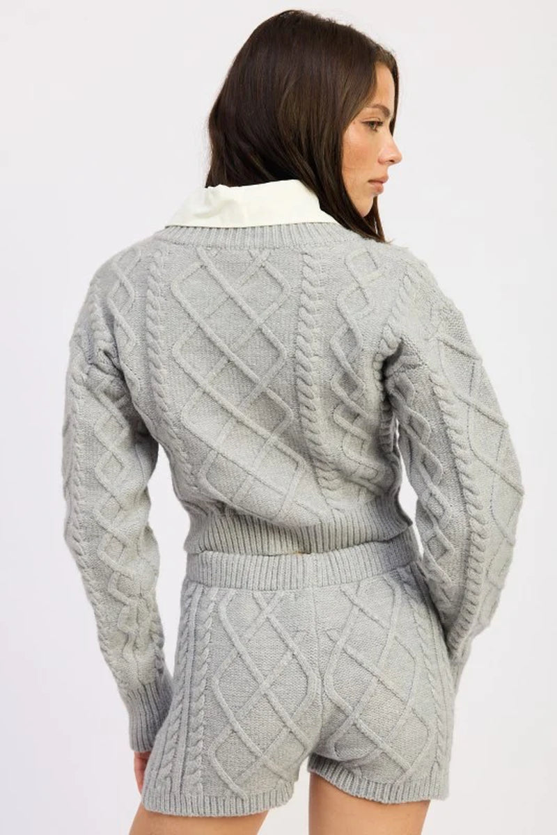 Cable-Knit Cropped Sweater