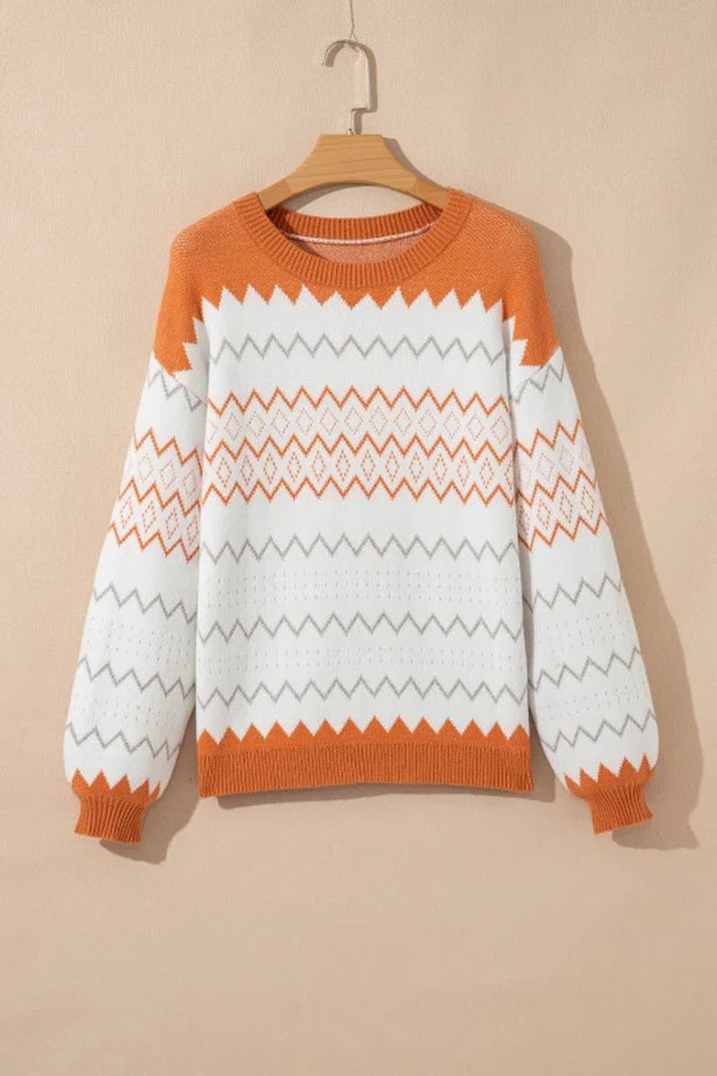 Zigzag Stripe Crew Sweater