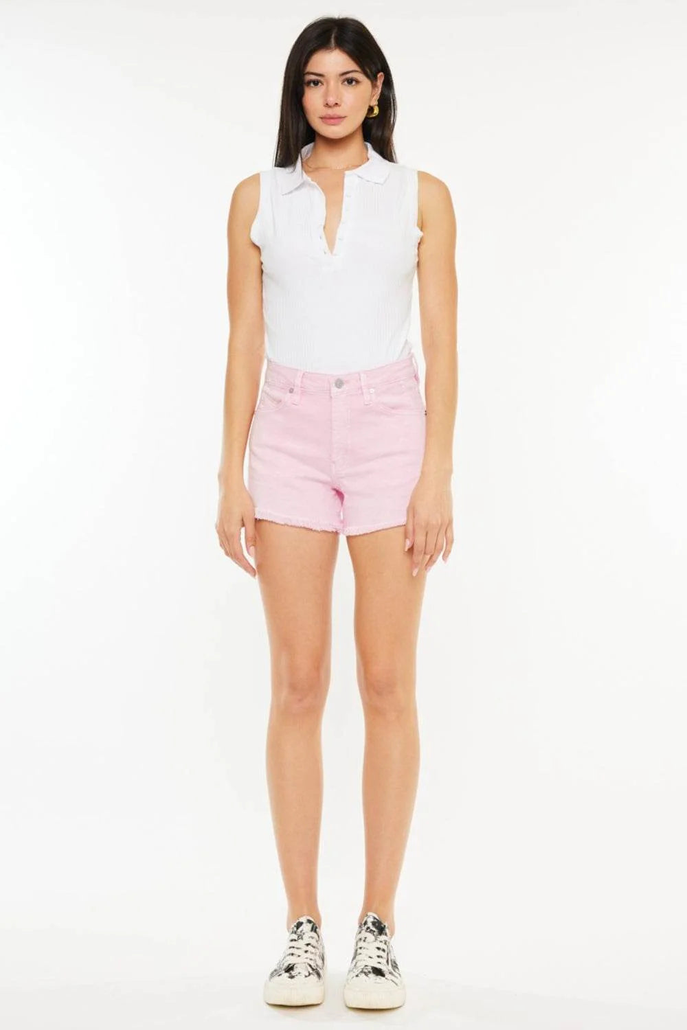 Kancan Raw Hem High Waist Denim Shorts