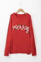 Plus Size Christmas Merry Embroidered Sweater