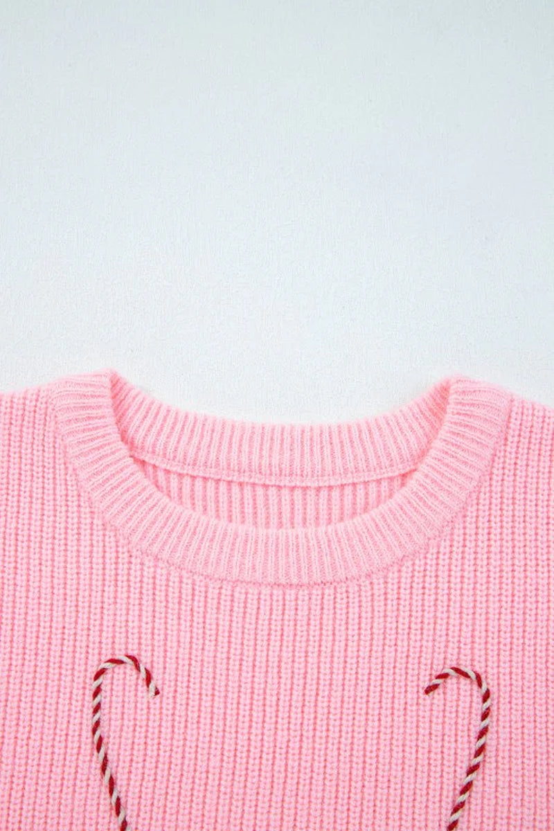 Candy Cane Embroidered Sweater