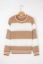 Stripe Patchwork Drop Shoulder Sweater