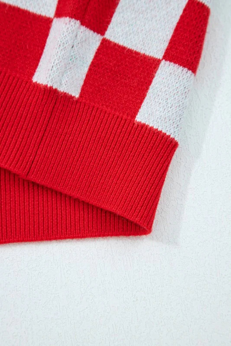 Checker Tree V-Neck Cardigan