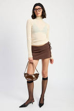 MINI LOW WAISTED SKIRT with RIBBON TIES