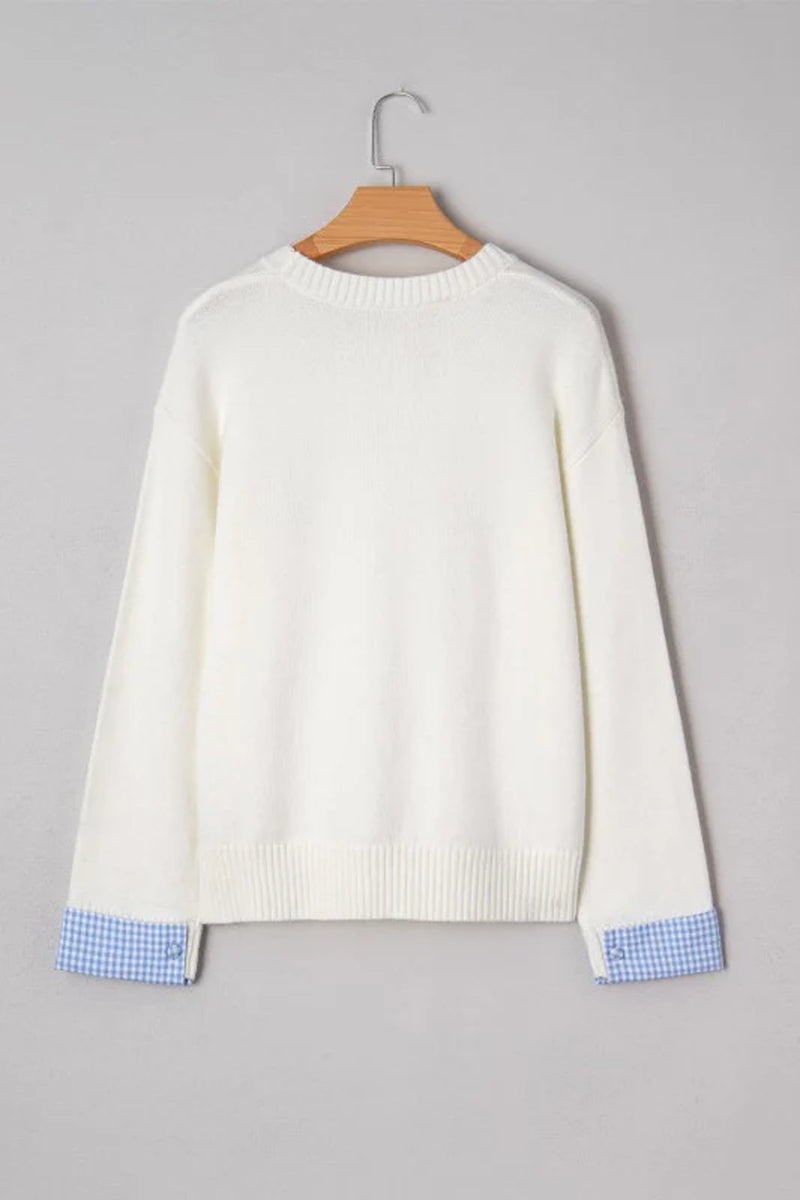 Valentines Gingham Heart Embroidered Crewneck Swea