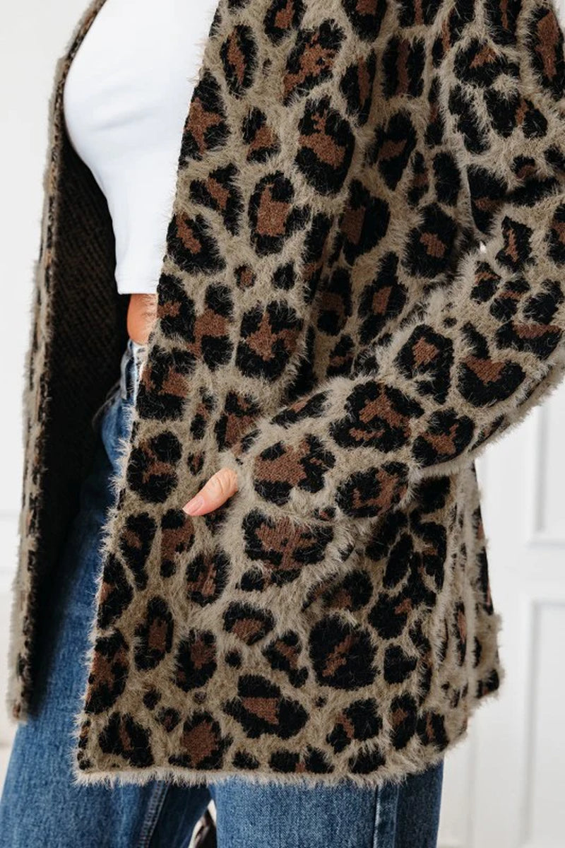 Leopard Open-Front Cardigan