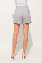 Pinstripe High-Waist Rolled Shorts