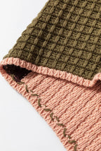 Colorblock Waffle Knit Mock Neck Sweater