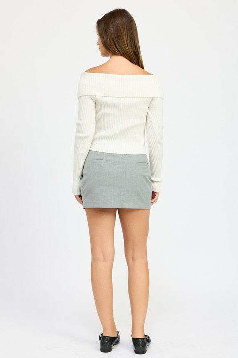 MINI SKIRT with DIAGONAL BUTTON DETAIL