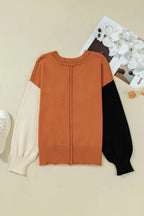 Raw-Edge Bubble Sleeve Sweater
