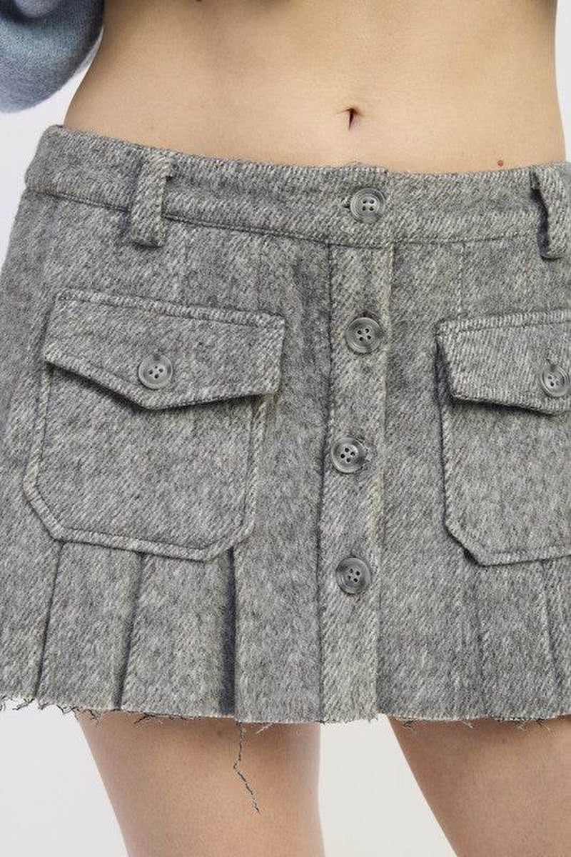 Cargo Pleated Mini Skirt
