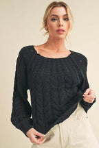 Cable-Knit Openwork Sweater