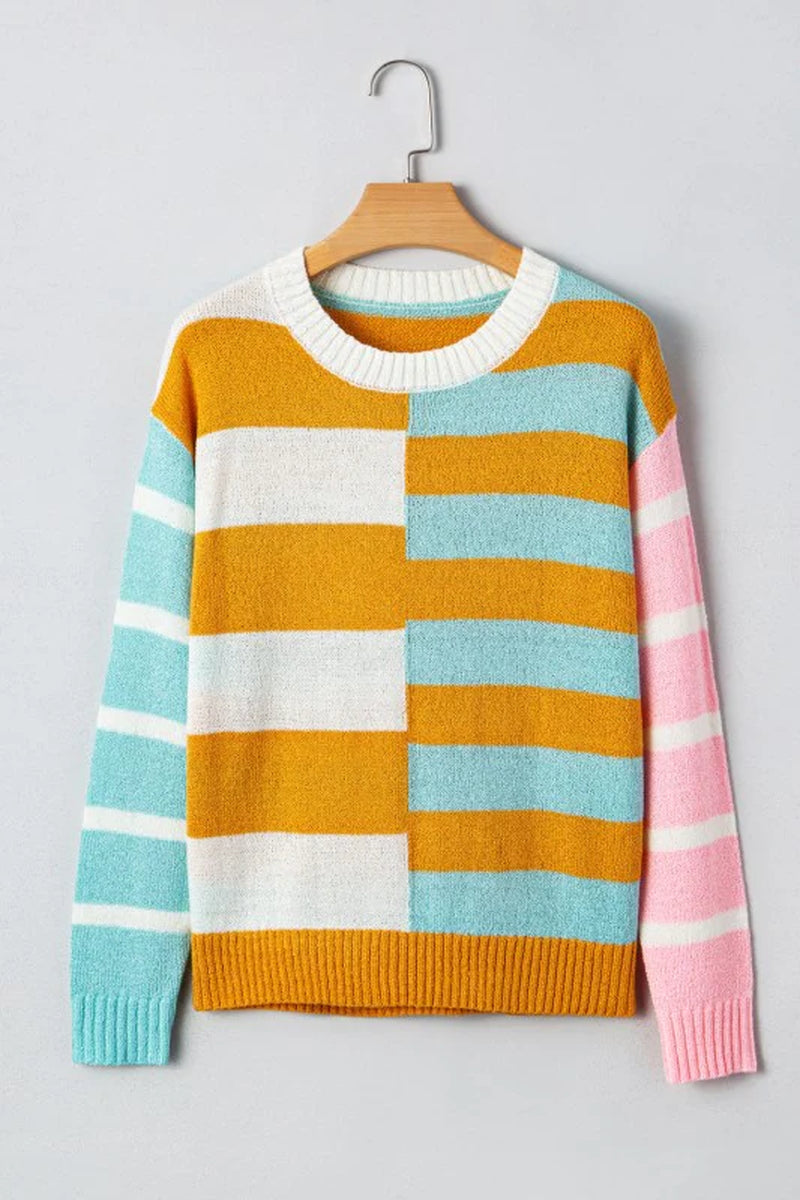 Stripe Colorblock Long Sleeve Sweater