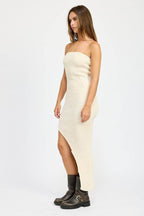 Asymmetrical Ribbed Maxi Dress