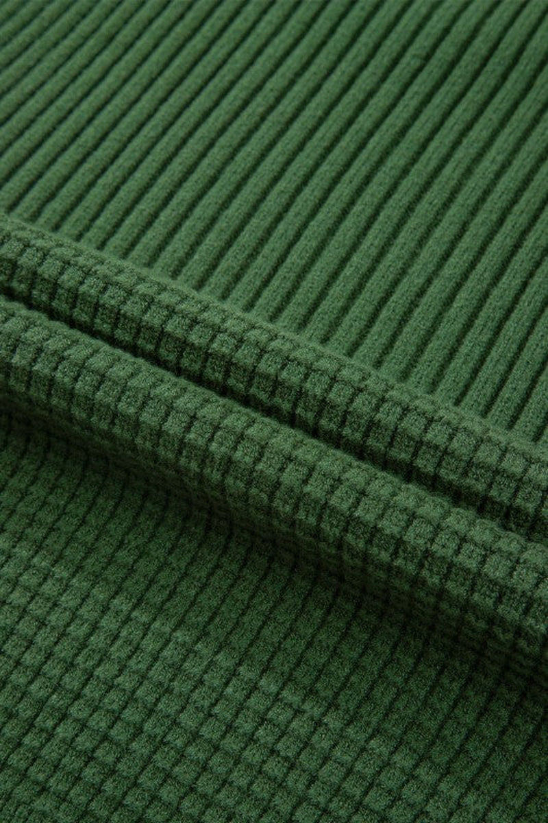 Solid Textured Knit Crewneck Sweater