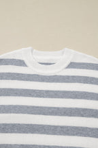 Stripe Ribbed Side-Button Drop Shoulder Sweater