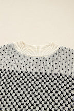 Dotted Colorblock Lantern Sleeve Sweater