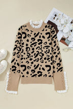 Leopard Lace Trim Sweater