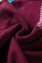 Colorblock V-Neck Cuffed Short Sleeve Sweater