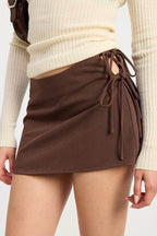 MINI LOW WAISTED SKIRT with RIBBON TIES