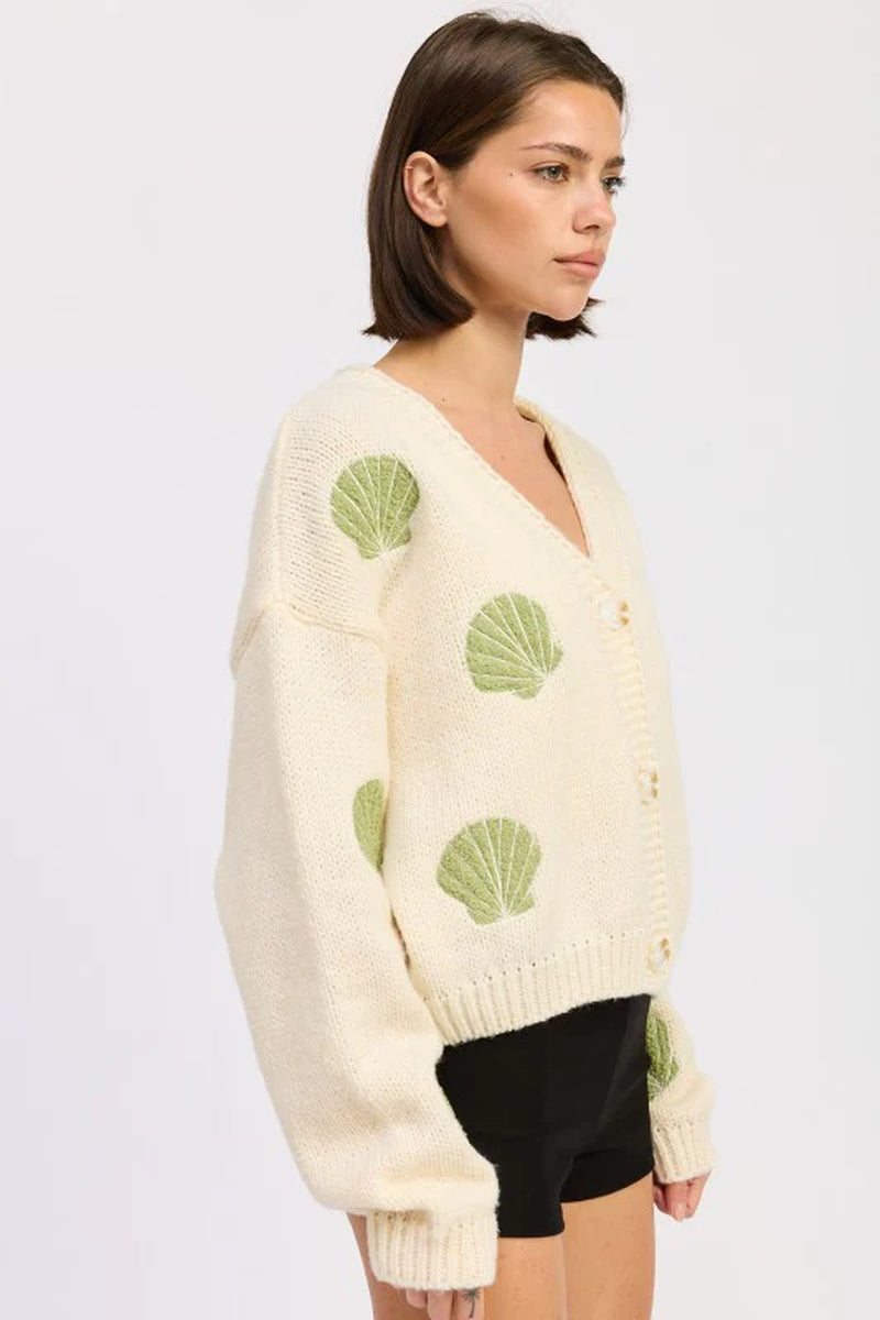 V-Neck Appliqué Cardigan