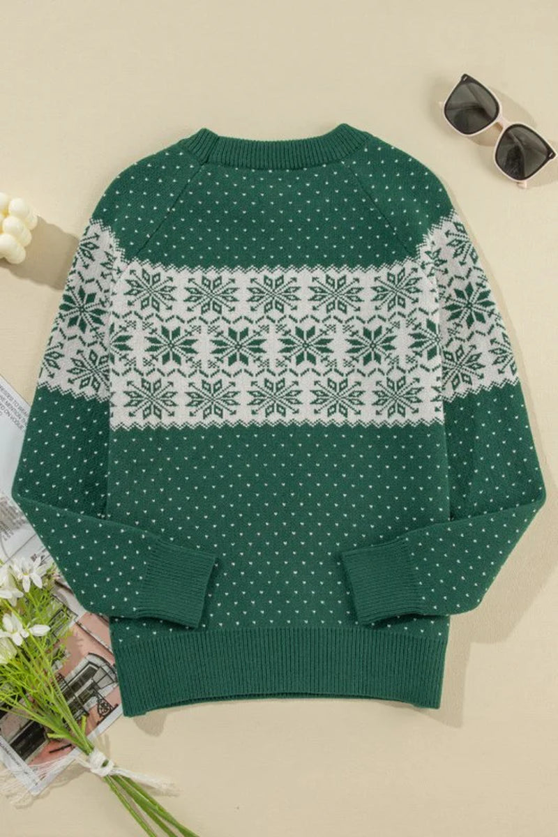 Christmas Snowflake Dotted Long Sleeve Sweater