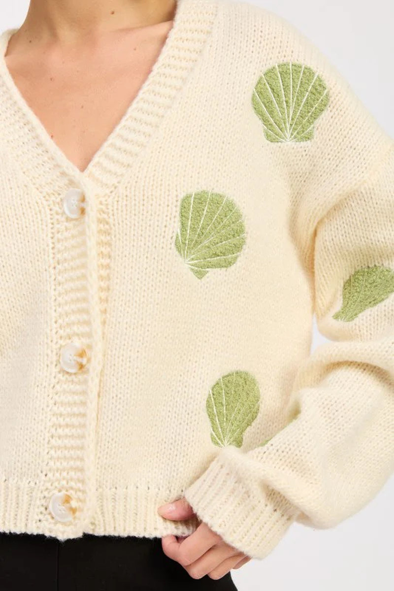 V-Neck Appliqué Cardigan