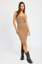 Asymmetrical Ribbed Maxi Dress