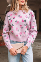 Floral Drop Shoulder Cropped Sweater