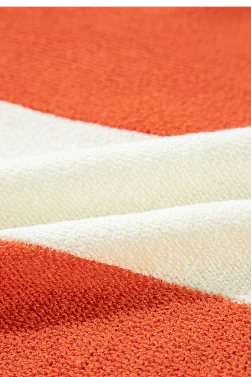 Colorblock Stripe Drop Shoulder Bubble Sleeve Swea