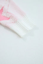 Star Ribbed Trim Drop Shoulder Oversized Sweater