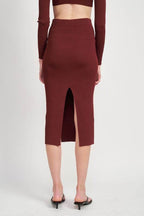 High-Waist Midi Pencil Skirt