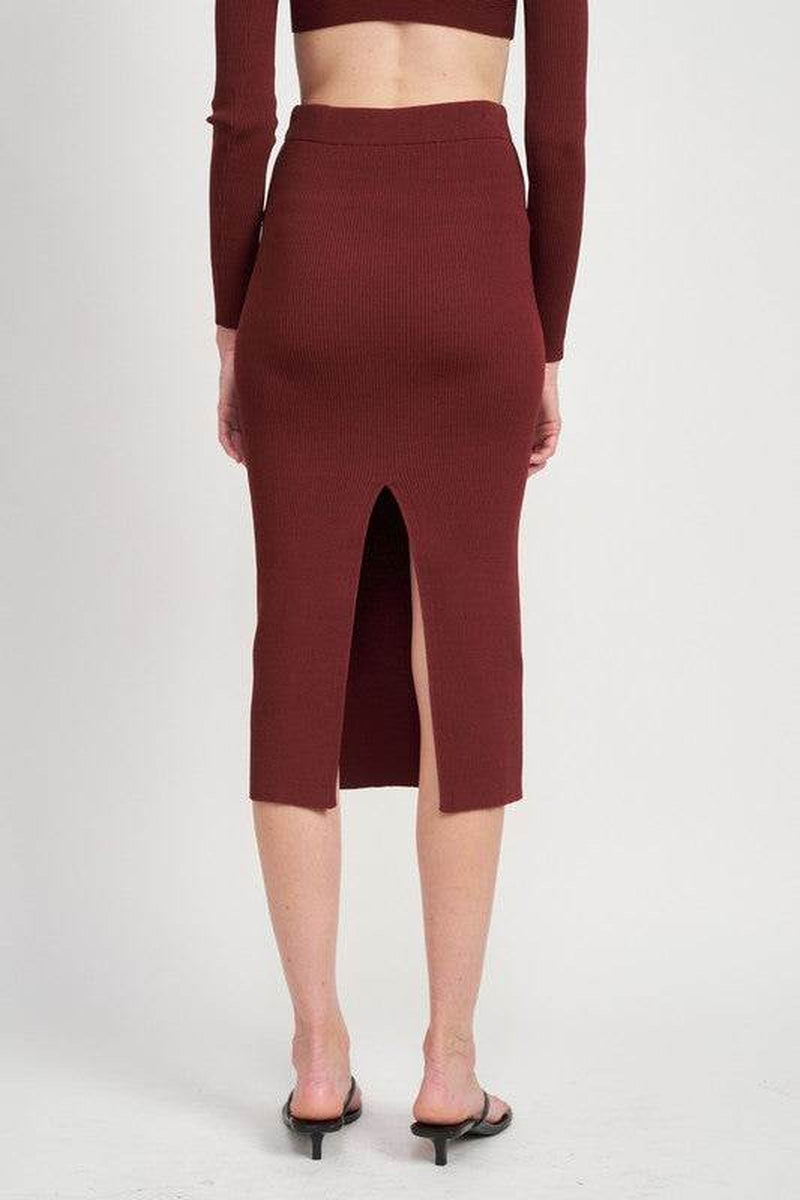 High-Waist Midi Pencil Skirt