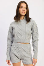 Cable-Knit Cropped Sweater