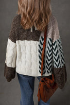 Colorblock Cable Knit Sweater