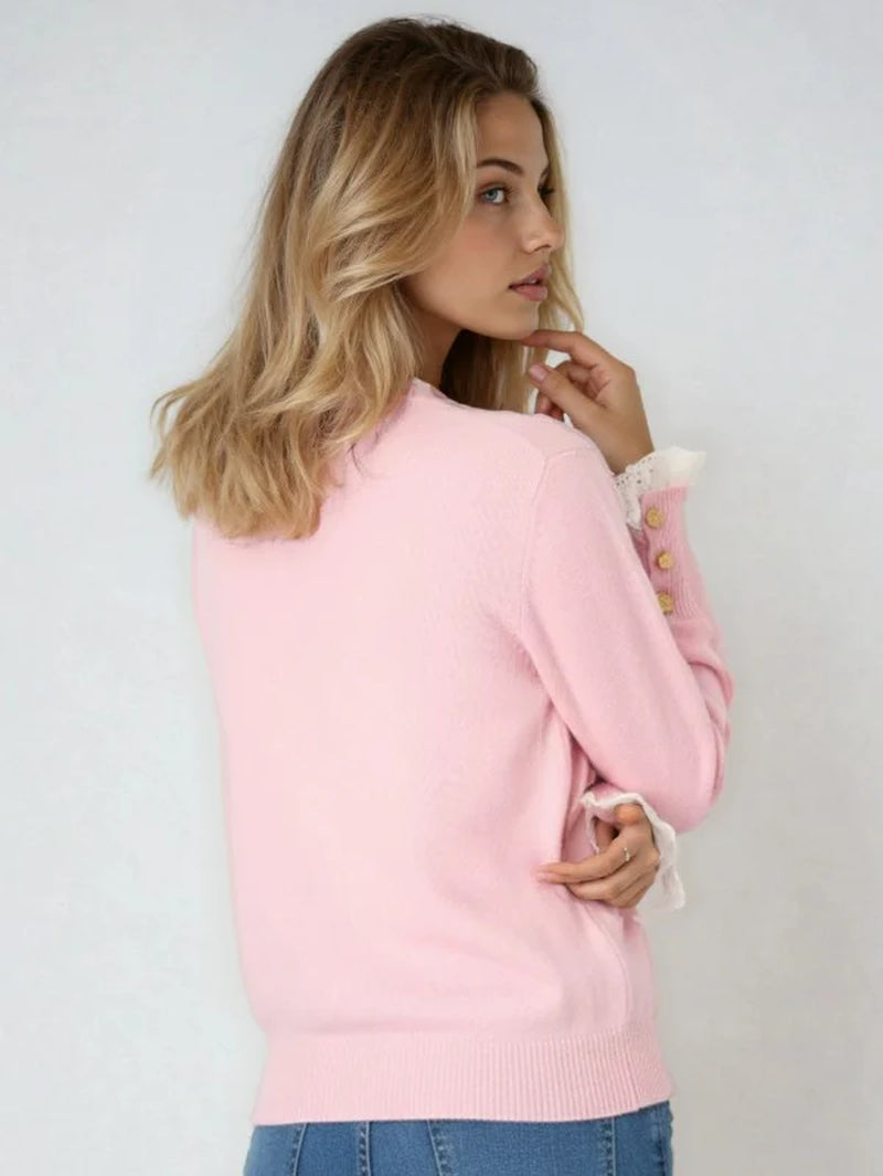 Lace Trim Knit Sweater