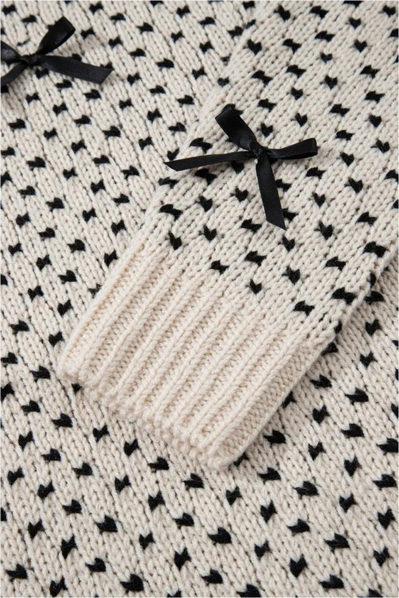 Bow Ribbed Crewneck Sweater