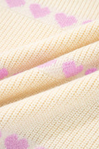 Valentine Heart Ribbed Knit Crewneck Sweater