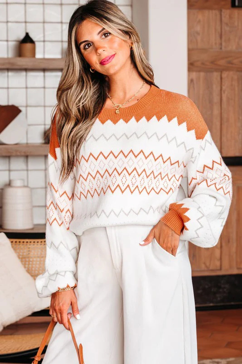 Zigzag Stripe Crew Sweater