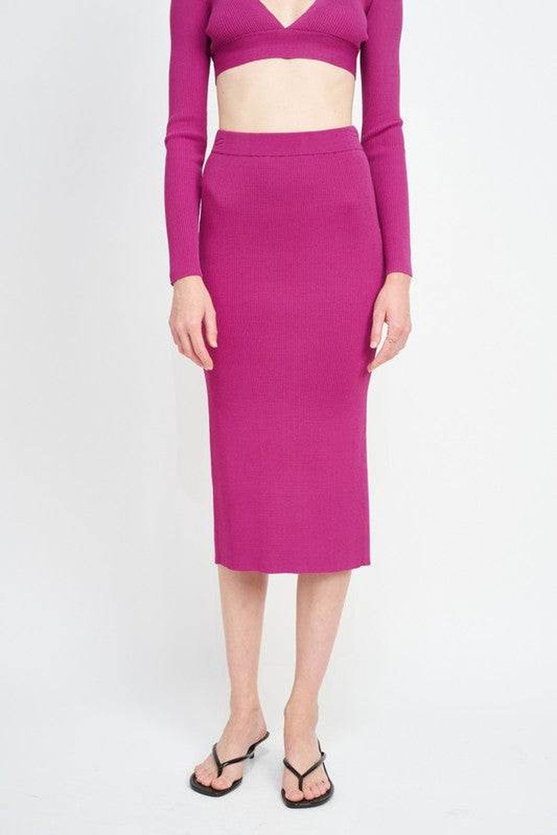 High-Waist Midi Pencil Skirt