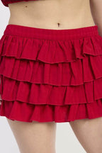 Tiered Ruffle Mini Skirt