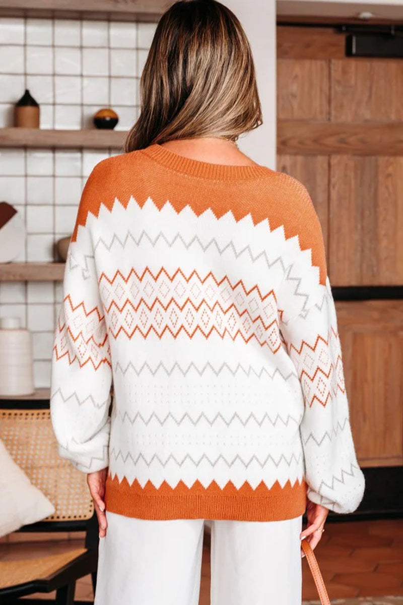 Zigzag Stripe Crew Sweater
