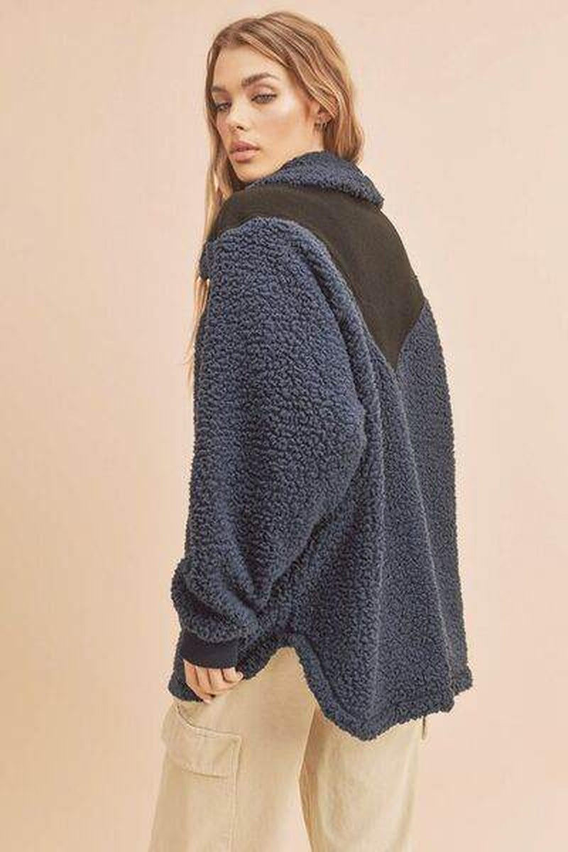 Two-Tone Half-Zip Sweatshirt