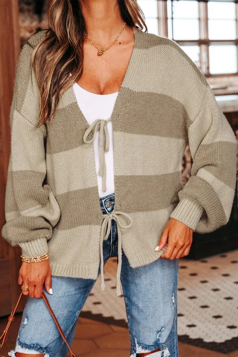 Bow-Tie Colorblock Cardigan